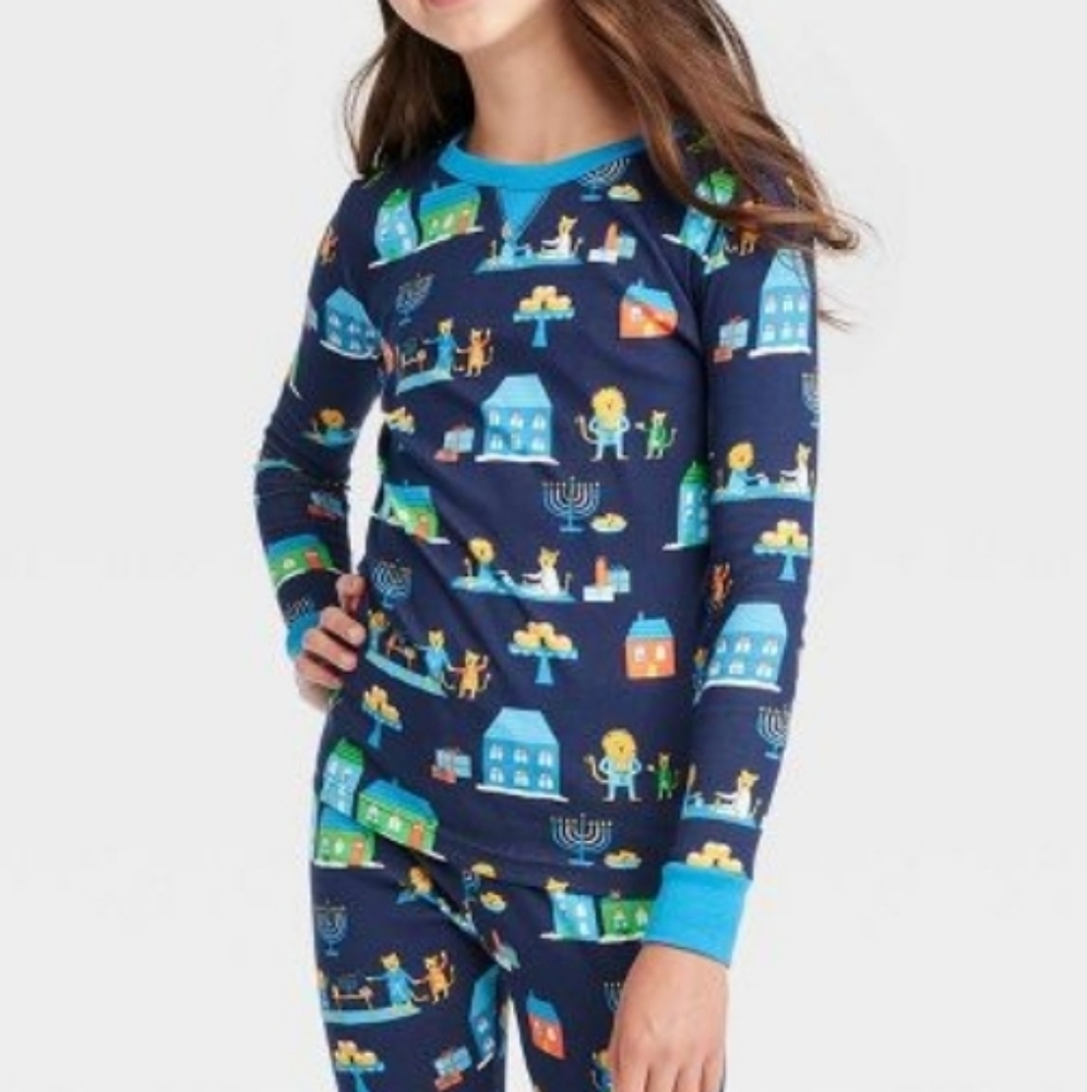 Wondershop Girls lion print pajama set 2 piece navy‎ blue size 6